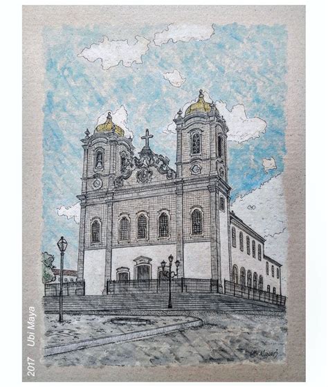 Igreja De Nosso Senhor Do Bonfim T Cnica Aquarela E Nanquim S Papel