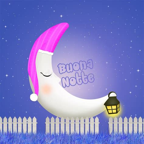 Buona notte con la luna illustrazione di stock. Illustrazione di stelle ...