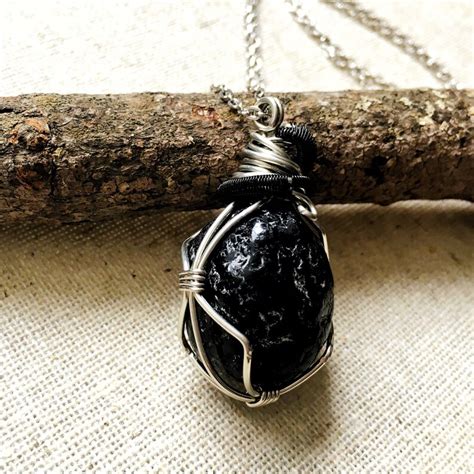 Apache Tears Necklace Mens Obsidian Pendant Raw Stone Etsy