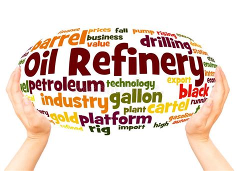 Oil Refinery Word Cloud Hand Sphere Concept Stock Illustration