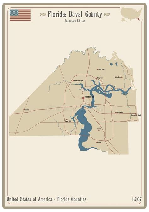 Map of Duval County in Florida Stock Vector - Illustration of ...