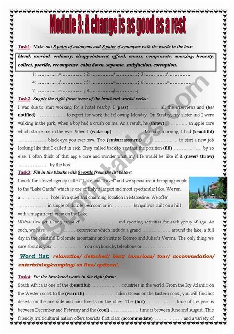 Module A Change Is As Good As A Rest Rd Forms Esl Worksheet By