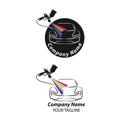 Car Painting Logo With Spray Gun And Unique Colorful Vehicle Concept