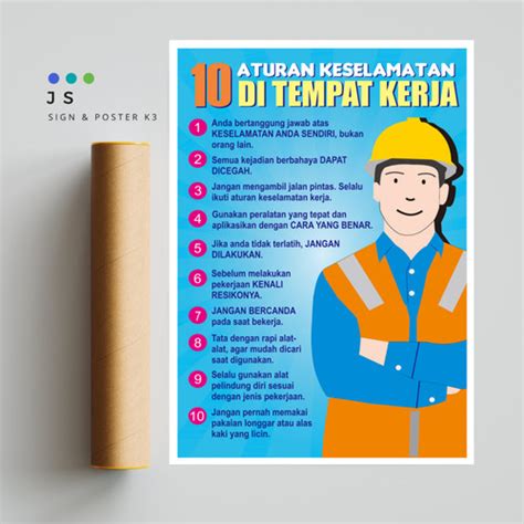 Jual POSTER SAFETY K3 10 ATURAN KESELAMATAN A2 GRATIS LOGO Kab