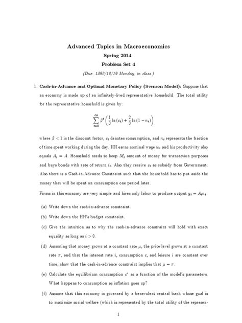 Cia Model | PDF | Economic Equilibrium | Demand For Money