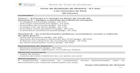 Teste de Avaliação de História 9 º ria 9ºano 02 11 16 6281 pdf PDF