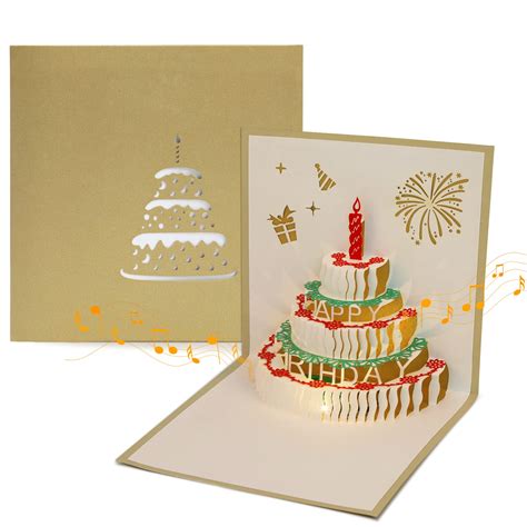 Buy Happy Birthday Card with Music and Light, 3D Pop Up Birthday ...