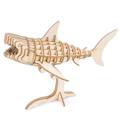 Rolife Requin En Bois Puzzles D Artisanat Mod Le Bricolage Jouets Pour