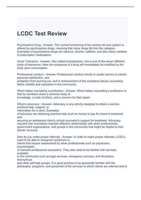 LCDC Test Review Questions And Answers LCDC Stuvia US