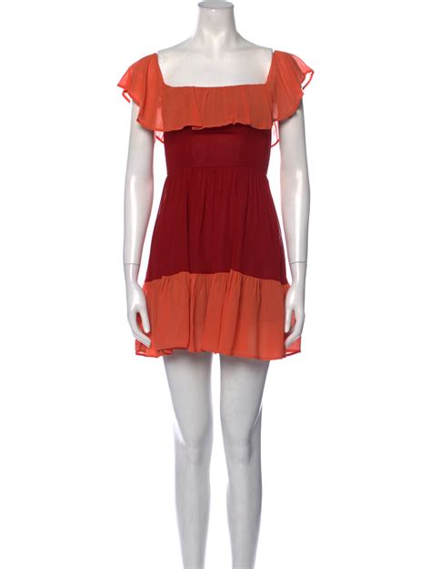 Reformation Square Neckline Mini Dress Red Dresses Clothing