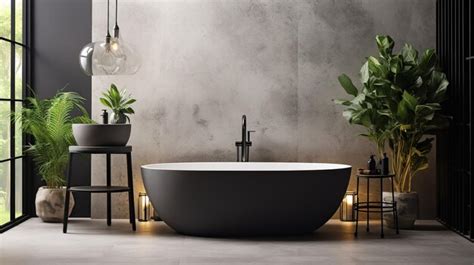 Premium AI Image | Modern Bathroom with Freestanding Soaking Tub