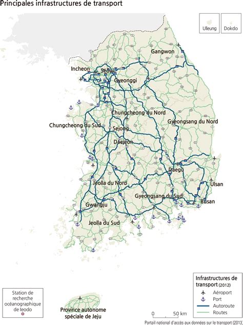 Carte de la Corée du Sud avec les villes