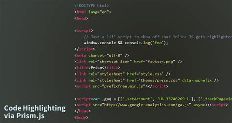 Code Highlighting Via Prism Js