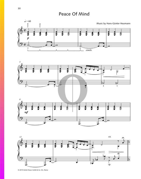 Peace Of Mind Hans Günter Heumann Piano Sheet Music Oktav