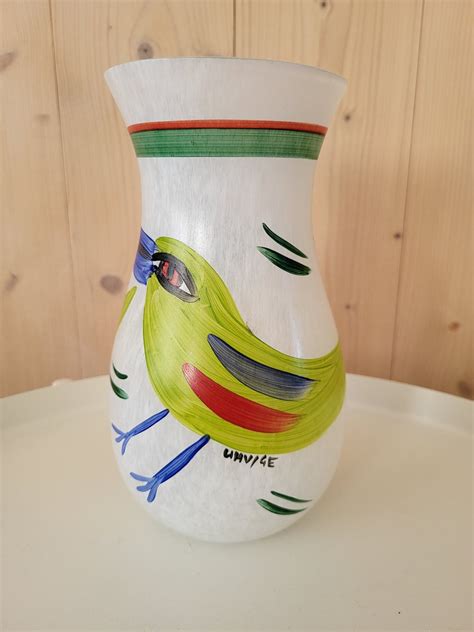 Ulrica Hydman Vallien Bird Glass Vase Collectible Etsy