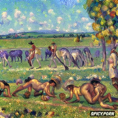 Image Of Hoes Grazing In A Pasture Renoir Pintellist Impressionist