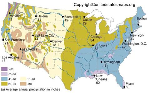 US Precipitation Map [US Annual Precipitation Map] in Pdf