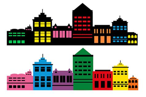 Silhouette Multicolor Of City Cityscape Graphic By Alexzel · Creative