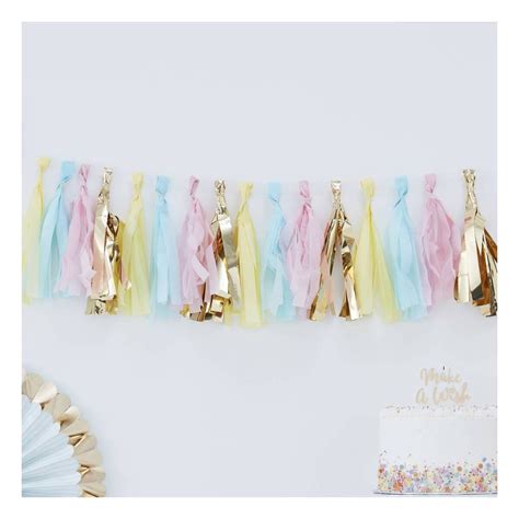 Ginger Ray Pastel And Gold Tassel Garland 2m Hobbycraft