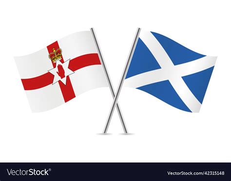 Northern Ireland And Scotland Crossed Flags Vector Image