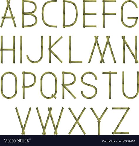 Bamboo Alphabet Royalty Free Vector Image Vectorstock