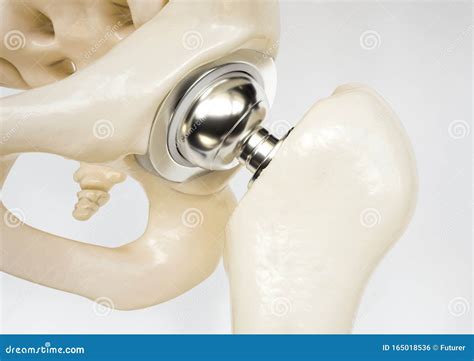 Artificial Hip Joint after Femoral Neck Fracture - 3D Rendering Stock ...