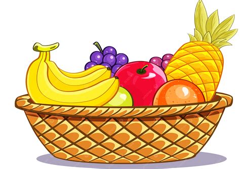 Cesta De Dibujos Animados De Frutas PNG Cesta Fruta Vistoso PNG Y