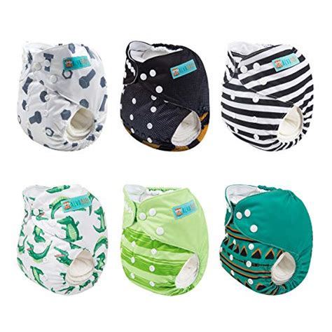 ALVABABY 6 Pack With 12 Inserts Baby Diaper Pocket Cloth Diapers