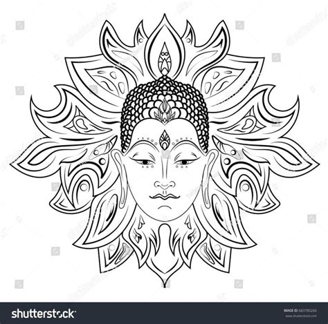 Buddha Face Over Ornate Mandala Esoteric