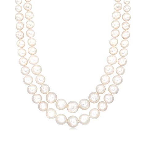 Mm Cultured Pearl Two Strand Necklace With Sterling Silver Ross