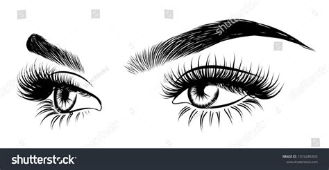 Illustration Womans Sexy Luxurious Eye Perfectly Stock Vector Royalty Free 1074285335