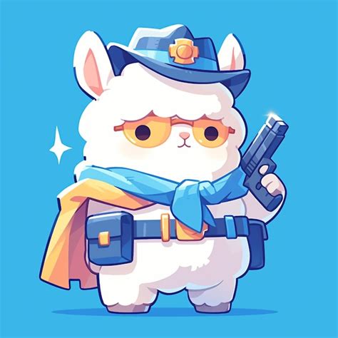 Um Policial Alpaca No Estilo De Desenho Animado Vetor Premium