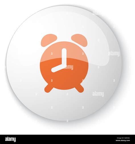 Glossy White Web Button With Orange Alarm Clock Icon On White