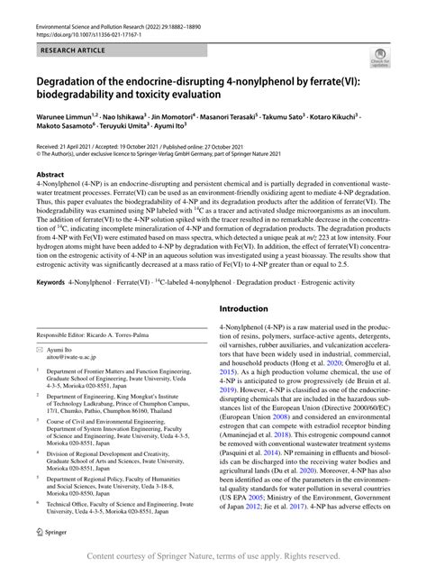 Degradation Of The Endocrine Disrupting 4 Nonylphenol By Ferratevi