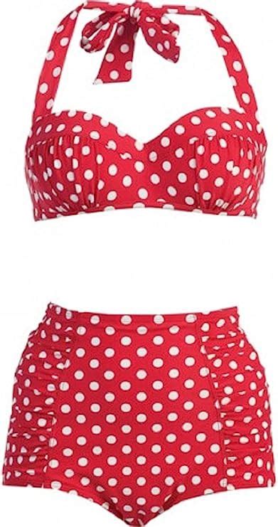 Amazon Retro Halter Top And High Waist Bikini Polka Dot X Large