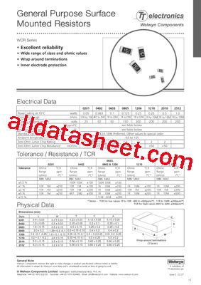 WCR0402 10KDI Datasheet PDF Welwyn Components Limited