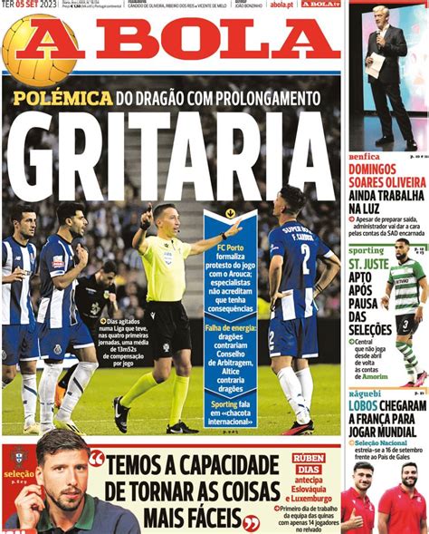 Capa Jornal A Bola 5 Setembro 2023 Capasjornais Pt