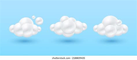 Vektor Stok White 3d Clouds Set Isolated On Tanpa Royalti 1955856046