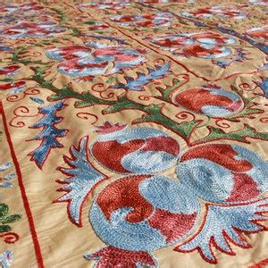 Silk Suzani Uzbek Handmade Pomegranate Tree Design Embroidery Suzani