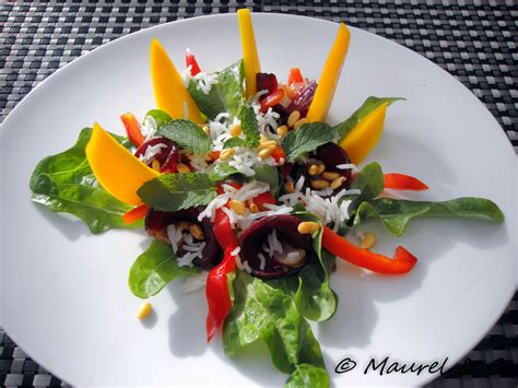 Salade de magret fumé mangue et poivron Gourmand Croquant By Mary Co