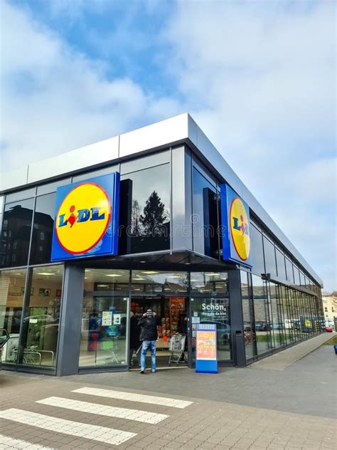 Entrance Of A Lidl Supermarket In Germany In Sunny Weather Editorial