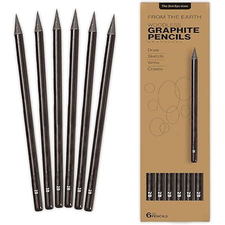 Lot De 6 Crayons De Luxe Professionnels 2B En Graphite Sans Bois Pour