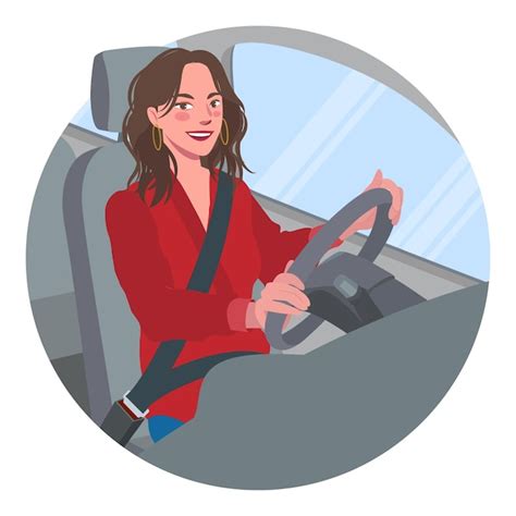 Premium Vector Vector Of A Beautiful Woman Driving A Car