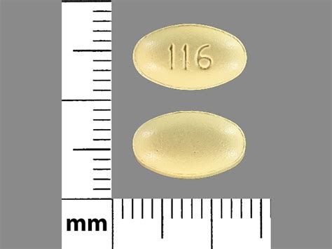 Pill Finder 116 Yellow Elliptical Oval Medicine