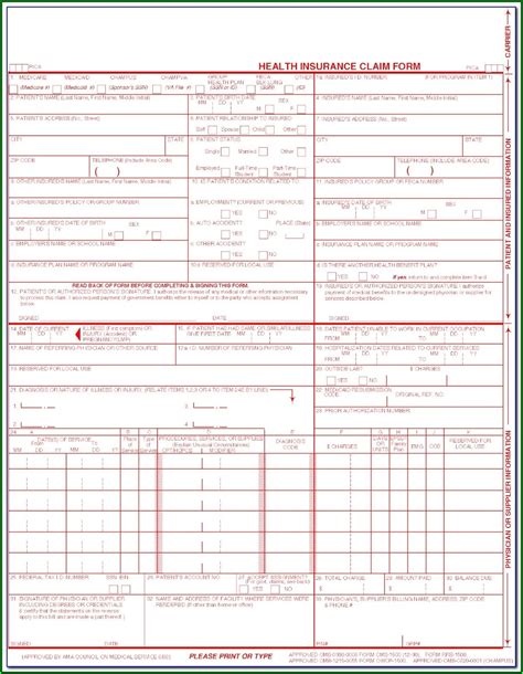 Health Insurance Claim Form Nucc Online Fillable Form Printable Forms