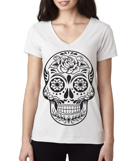 Sugar Skull Tee Shirt Womens T Shirts Day Of The Dead Dia De Los