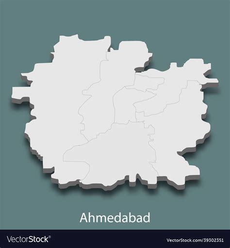 3d Isometric Map Of Ahmedabad Is A City Of India Vector Image