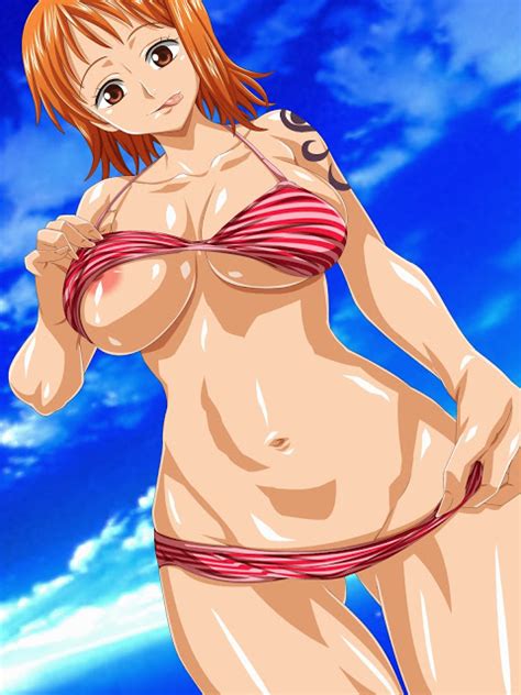 Rule 34 Bikini Blush Breasts Carrot Artist Female Female Only Nami One Piece Orange Hair