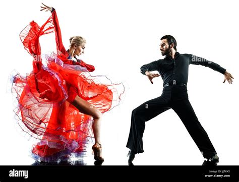 One Caucasian Man And Woman Couple Ballroom Tango Salsa Dancer Dancing