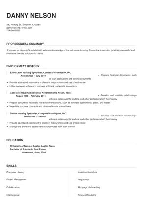 Housing Specialist Resume Sample Tips Online Resume Builder